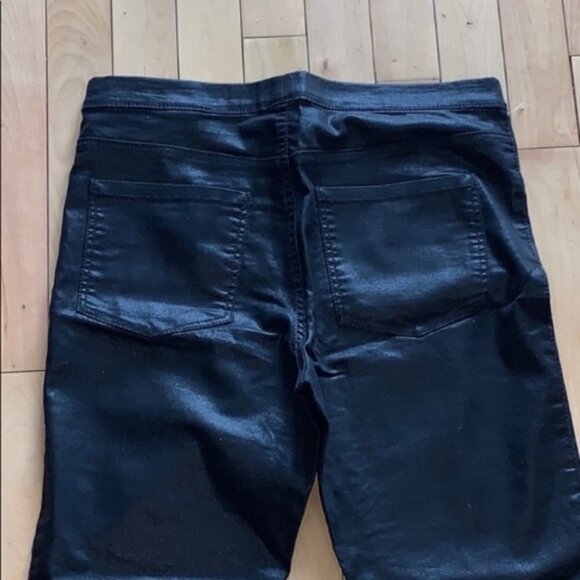 H&m Black Shiny Mid Rise Skinny Pants Size 8 - Picture 5 of 10